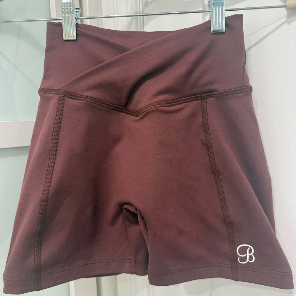 Bombshell Sportswear Brown Bike Shorts High-Waisted Comfort